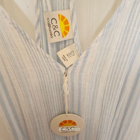 C & C California Summer Dress Blue and White Striped Size Small - Picture 5 of 7